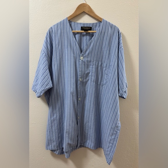 Men's State o Maine 2XLT Sleepshirt Short Sleeve Blue Pinstripe Button Down - Picture 1 of 8